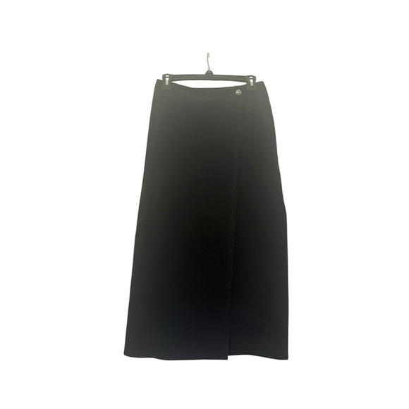 Vintage Ralph Lauren Country Black Denim Midi Wrap Skirt Union Made Size 14 - Picture 1 of 7